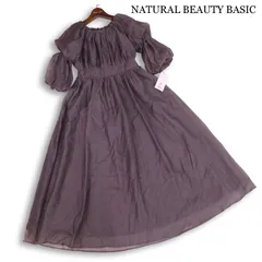 未使用★ NATURAL BEAUTY BASIC ナチュラルビューティーベーシック シアー ギャザー オフショル ワンピース Sz.M レディース