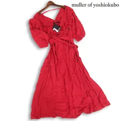 未使用★muller of yoshiokubo ミュラー オブ ヨシオクボ 麻 リネン混 チェック ロング ワンピース ドレス Sz.38 レディースのサムネイル