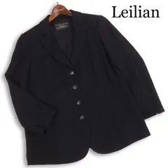 Leilian レリアン プラスハウス 春夏♪ ストライプ テーラード ジャケット 日本製 Sz.13+ レディース 黒 大きいサイズ