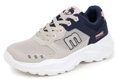 新品 [アキリコ] モズ moz スニーカー レディース 厚底 4cmソール コンビカラー メッシュ×フェイクレザー 軽量 歩きやすい リフレクター付き グレーネイビー 25cm