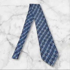 HERMES エルメス ネクタイ 馬蹄 ホースシュー ストライプ シルク ブルー