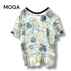 ●棚番号H-3 モガ MOGA シルク　半袖Tシャツ カットソー 女性プリント 貝殻　海　 総柄 半袖Tシャツシルクトップス　トップスのサムネイル