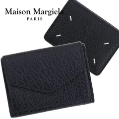 Maison Margiela メゾンマルジェラ 財布 三つ折り ブラック ミニ財布 4ステッチ スリーフォールド レザー 小銭入れ付き コンパクトウォレット S36UI0416