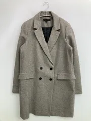 ZARA ザラ チェスターコート L グレー ウール・ニット 無地 ミドル丈 フードなし