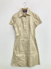 BURBERRY BLUE LABEL バーバリーブルーレーベル シャツワンピース 36 ベージュ コットン 無地 チェック柄 半袖