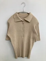 SENSE OF PLACE センスオブプレイス ニット/セーター Free ベージュ コットン 無地 ショート丈 ミドル丈 半袖 ヘンリーネック