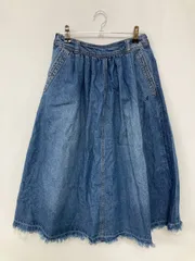 AVIREX アヴィレックス デニムスカート F ブルー ミモレ・半端丈 フレア ウエストゴム・紐
