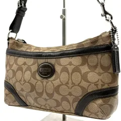 COACH コーチ シグネチャー PVC×レザー ショルダーバッグ 斜め掛け クロスボディ ベージュ ブラウン レディースバッグ コンパクト ミニバッグ お出かけ カジュアル 通勤 旅行
