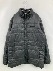 adidas アディダス ダウンジャケット/コート L ブラック 無地 ミドル丈 フードなし ジップアップ