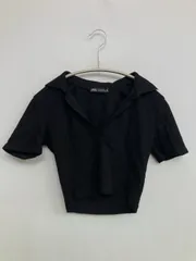 ZARA ザラ ポロシャツ USA S ブラック 無地 半袖