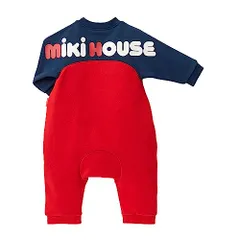 新品 [ミキハウス] カバーオール ロンパース ロゴ 長袖 日本製 男の子 女の子 ベビー キッズ 赤ちゃん ベビー服 子供服 10-1204-491 70cm 赤×紺