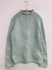 UNIQLO ユニクロ ニット/セーター L スカイブルー コットン ニット 無地 ミドル丈 タートルネック/ハイネック