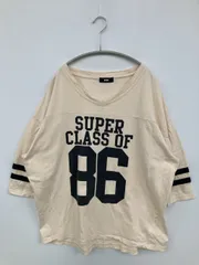 RCWB Tシャツ/カットソー FREE アイボリー 前面プリント ブランドロゴ ライン柄 ミドル丈 半端袖 Vネック