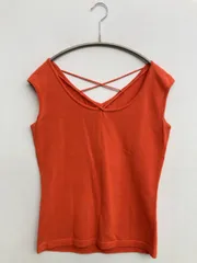 UNTITLED アンタイトル ニット/セーター 2 オレンジ コットン 無地 リボン ミドル丈 袖なし Vネック