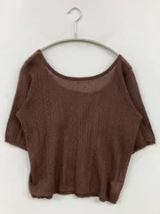 SELECT MOCA セレクトモカ ニット/セーター F ブラウン 無地 ミドル丈 半袖 クルーネック(丸首)