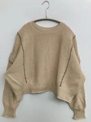 LOWRYS FARM ローリーズファーム ニット/セーター 1 ベージュ コットン 無地 その他総柄 ショート丈 半袖 クルーネック(丸首)