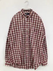 Polo by Ralph Lauren ポロバイラルフローレン シャツ/ブラウス M レッド コットン チェック柄 ワンポイント ブランドロゴ ミドル丈 長袖 スタンドカラー