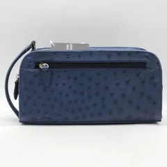 オーストリッチ リアルレザー セカンドバッグ 未使用 本革 鞄 カバン メンズ ブルー ostrich