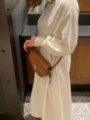 Discoat ディスコート ワンピース M アイボリー コットン 無地 長袖 ロング・マキシ丈 タイト