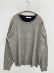 SEVENDAYS=SUNDAY セブンデイズサンデイ ニット/セーター L グレー 無地 ワンポイント ミドル丈 長袖 クルーネック(丸首)
