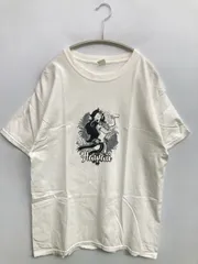 Tシャツ/カットソー ホワイト 前面プリント ミドル丈 半袖 クルーネック(丸首)