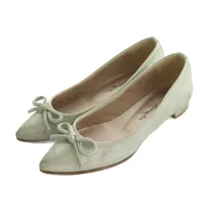 銀座かねまつ GINZA Kanematsu バレエシューズ ポインテッドトゥ リボン 22.0cm シルバー色 /MI ■OS