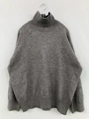 ニット/セーター グレー ウール・ニット 無地 ミドル丈 長袖 タートルネック/ハイネック