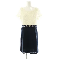 トッコ TOCCO ワンピース ミニ 半袖 オフホワイト ネイビー /HK ■AX