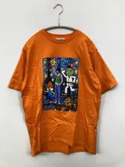 kemio Tシャツ/カットソー S オレンジ 前面プリント ミドル丈 半袖 クルーネック(丸首)