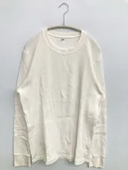 UNIQLO ユニクロ Tシャツ/カットソー L ホワイト 無地 ミドル丈 長袖 クルーネック(丸首)