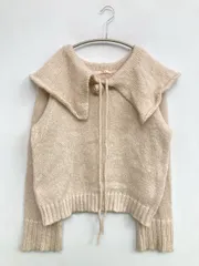 emsexcite エムズエキサイト ニット/セーター ベージュ ニット 無地 リボン ショート丈 長袖