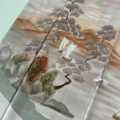 付下げ 船 上品な染め 紋無し 正絹 着物 MK-4591