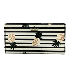 Kate spade(ケイトスペード) 長財布 - アイボリー×黒×マルチ パイナップル/ボーダー レザー