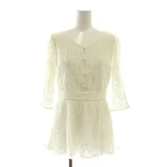 ジャスグリッティー JUSGLITTY 総レースブラウス ペプラム Vネック 2 白 /MI ■OS