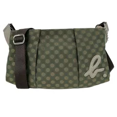 agnes b(アニエスベー) ショルダーバッグ - カーキ×ベージュ×グレーベージュ ドット柄