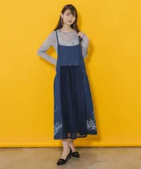 isScoLar（イズスカラー）552233：海柄プリントメッシュ重ね デニムキャミワンピースのサムネイル