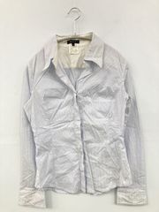 INDIVI インディヴィ シャツ/ブラウス 38 ホワイト コットン ストライプ柄 ミドル丈 長袖 レギュラーカラー