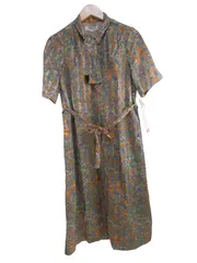 k03250505024　Memory　11　茶色×黒×オレンジ×緑×青×白　Mサイズ程度　ワンピース or ドレス　ワンピース　春夏