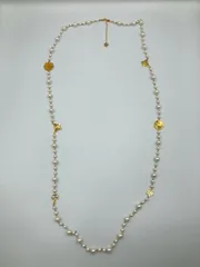 ネックレス ホワイト クロスモチーフ フラワーモチーフ その他金属 パール