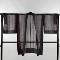 【美品】 羽織 身丈93cm 裄丈61.5cm S 幾何学模様 幾何学模様 茶紫 正絹 逸品 【中古】