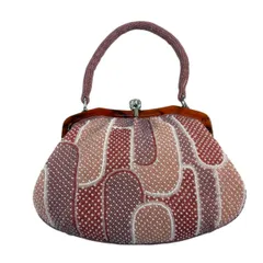 【美品】 和装バッグ 優品 ビーズバッグ フォーマル 幾何学 ピンクベージュ ビーズ 和装小物  【中古】