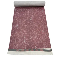 反物 秀品 小紋 大島紬地 草花 ピンク 正絹 【中古】