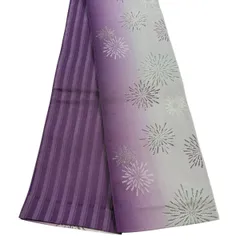 【美品】半幅帯 優品 花 箔 紫 化繊 【中古】