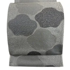 【美品】 袋帯 秀品 幾何学模様 金糸 黒灰 六通 正絹 【中古】