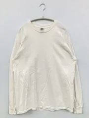 GILDAN ギルダン Tシャツ/カットソー L ホワイト 無地 ミドル丈 長袖 クルーネック(丸首)
