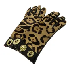 COACH(コーチ) 手袋 レディース - ダークブラウン×ブラウン×ゴールド シルク、レザー