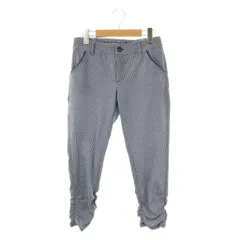 ミッシェルクラン MICHEL KLEIN テーパードパンツ ギンガムチェック 38 紺 ネイビー 白 ホワイト /AT ■OS ■GY14
