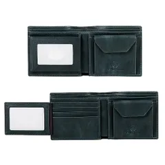 新品 [VISOUL] 札入れ 財布メンズ 小銭入れ レザー 二つ折り財布 本革 カード8枚収納 スキミング防止写真入れポケット 免許証入れ 牛革 縦型コインケース RFID スキミング防止 父の日 コインケース ブルー