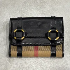 BURBERRY バーバリー ノバチェック 三つ折り財布 コンパクトウォレット ミニ財布 レザー キャンバス ベージュ ブラック メンズ レディース ユニセックス 折り財布 チェック柄 ヴィンテージ 英国ブランド カードケース 財布 ブランド小物 人気 定番