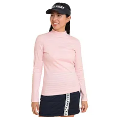 新品 [キャロウェイ] レディース 長袖 モックネックシャツ (ボーダー柄・吸湿発熱性) / ゴルフ インナー / C24233206 1091_ピンク L